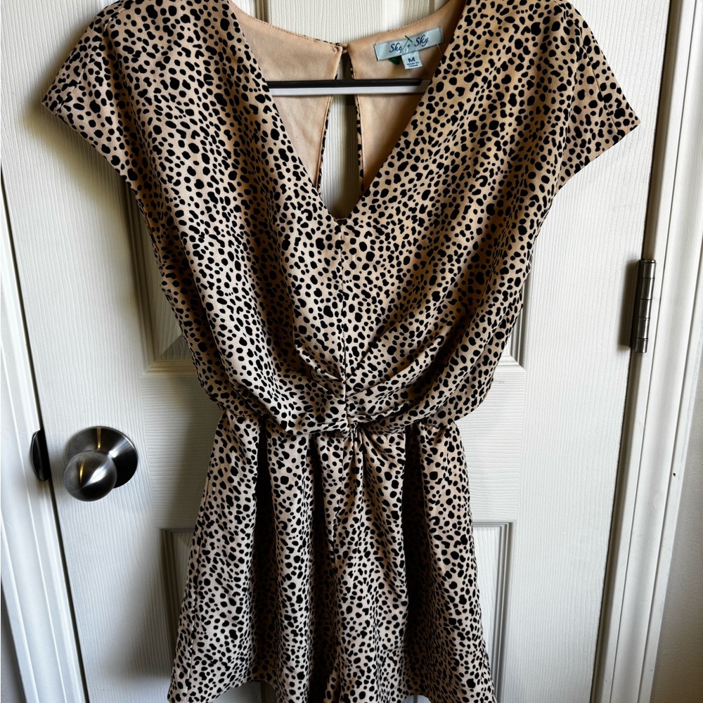 She + Sky Animal Print romper (shorts) with open back